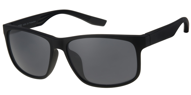 Mat sort brille med gummi finish og sorte glas