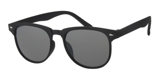Mat sort solbrille med sølv dekoration og sorte glas