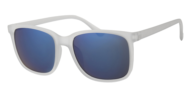 Transparent Rubber unisex glasses with smoke-colored glass and blue mirror effect